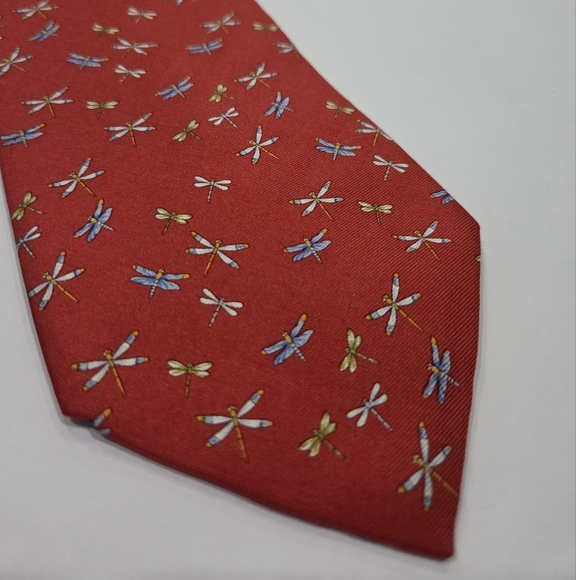 Brooks Brothers Red Tie with Dragonfly Design - Picture 2 of 7